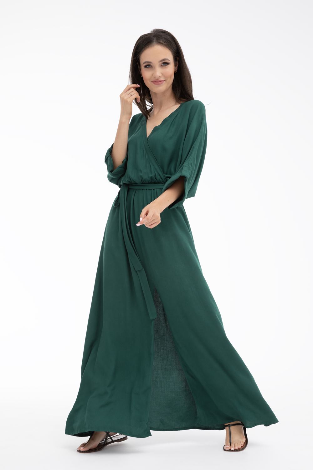 Długa sukienka z wiązaniem Emerald Dream