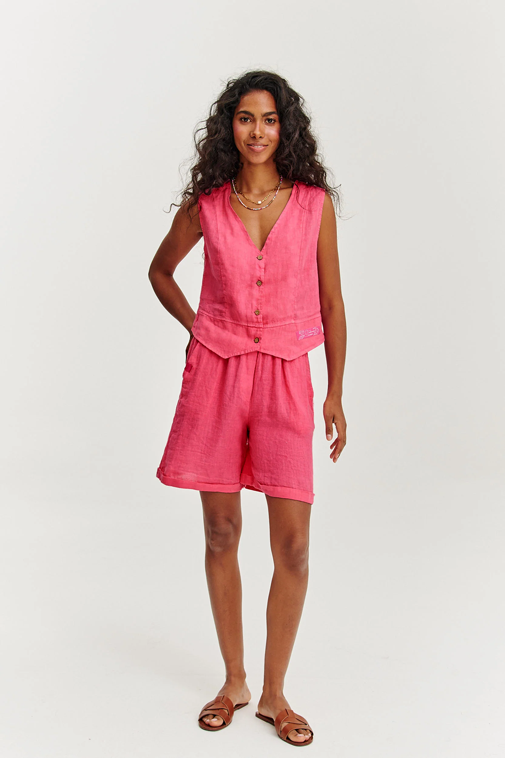Kamizelka lniana Pink Sands