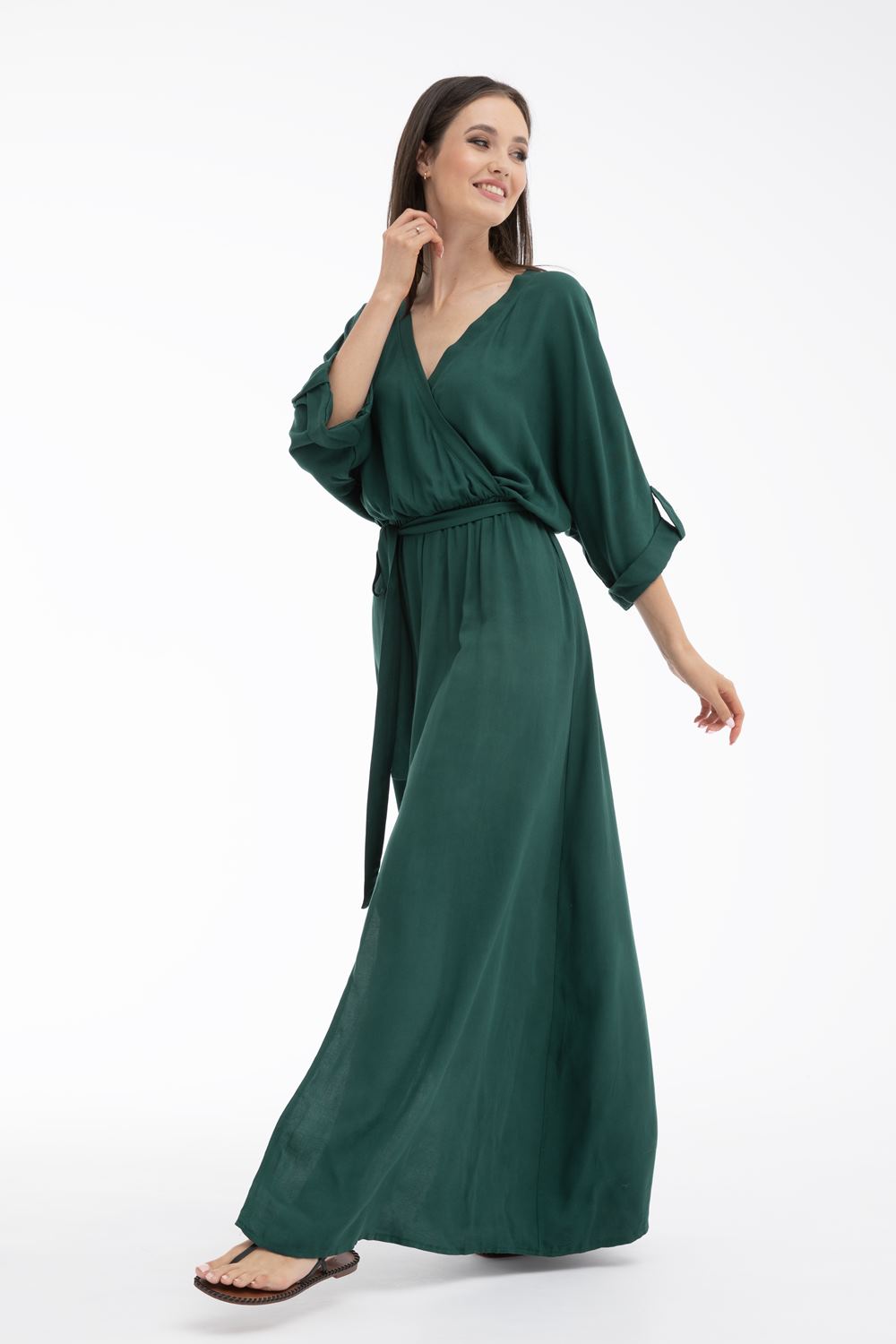 Długa sukienka z wiązaniem Emerald Dream